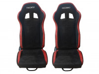 Сиденье спортивное полуковш LM A080 замша пара (черно-красный)