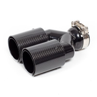 Насадка на глушитель M style двойная с карбоном 51х93х250мм (глянец)