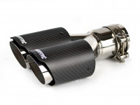 Насадка на глушитель Akrapovic style двойная с карбоном 63х152мм (глянец)