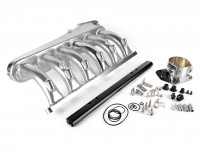 Коллектор впускной фрезерованный BMW M54 c дросселем 90мм и топливной рейкой (серый)