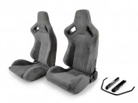 Сиденье спортивное полуковш LM A074 замша пара размер - M (серый)