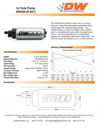 DeatschWerks насос топливный 255л/ч Nissan S14-15 SR20DET DW200