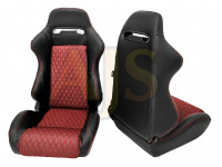Сиденье спортивное полуковш LM A035G PVC пара (черно-красный)