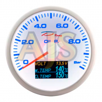 Датчик DEPO 4 в 1 (давление масла, температура охлаждающей жидкости и масла, вольтметр) белый 60мм