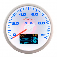 Датчик DEPO 4 в 1 (давление масла, температура охлаждающей жидкости и масла, вольтметр) белый 60мм