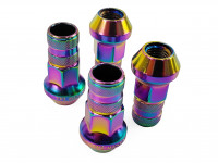 TPI гайки спортивные стальные 45мм М12*1.25 4шт c насечкой радуга